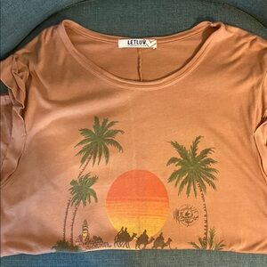 Women's Tropical Sunset Tee - Tan